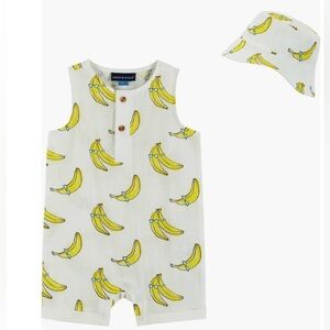 Andy & Evan Banana 🍌 Romper & Bucket Hat Set